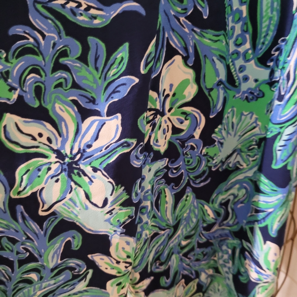 Lilly Pulitzer Blue Green Nila Jumpsuit with striped  fabric tie belt wide leg - Picture 12 of 16